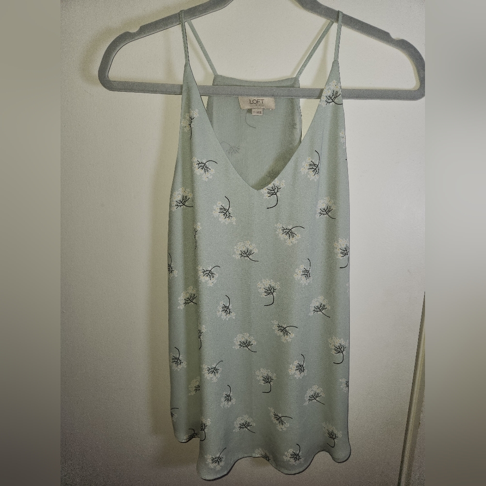 LOFT Pale Blue Floral Tank Top XS